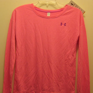 NEW UNDER ARMOUR Girls Top Shirt YMD M Pink Fitted